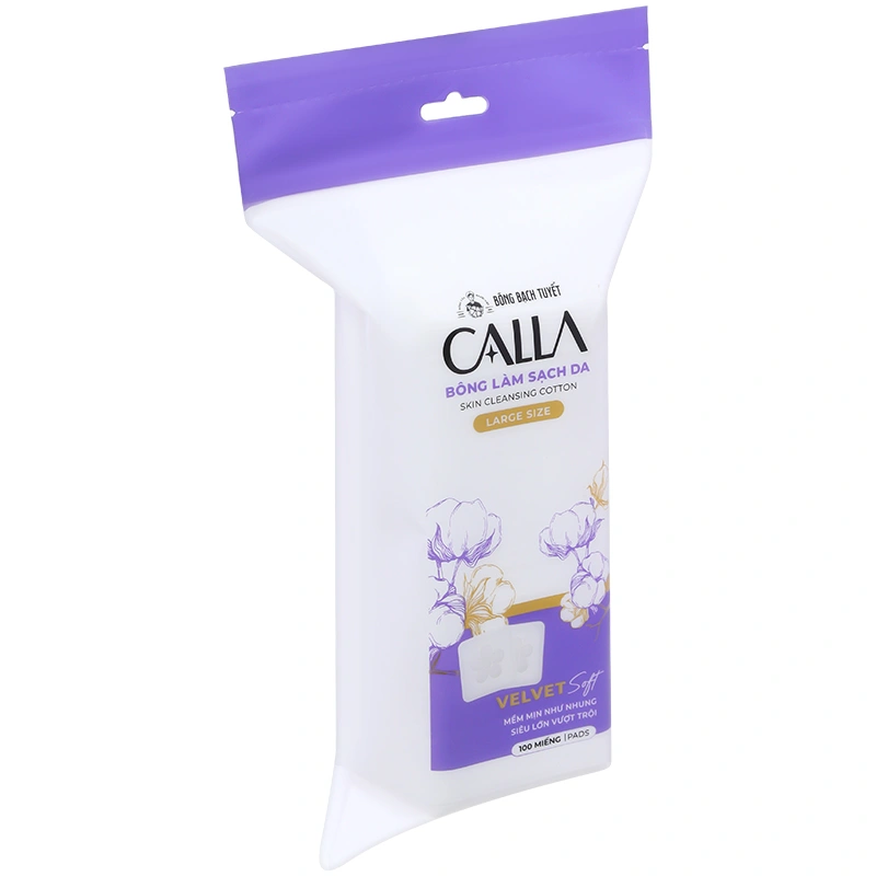 Bông tẩy trang Calla mềm mịn dạng vuông lớn gói 100 miếng - 1